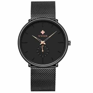 Montre &Agrave; Quartz Pour Homme Avec Bracelet En Acier Maill&eacute; - Style Professionnel - Dor&eacute; - Neuf