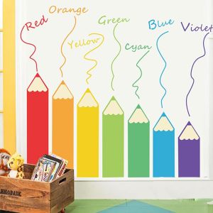 ERYI-1105 - Sticker Mural Multicolore - Motif Arc-En-Ciel - Belle Aquarelle - Pour Chambre De Fille - Chambre À Coucher - Chambre À Coucher - Chambre D'Enfant - Neuf