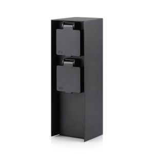 CMJAAGUR-Colonne Multipr De Jardin Avec 2 Pr S, . 3680 W, Ip44, Pr Ext&eacute;rieure En Aluminium, Pour L'Ext&eacute;rieur - Carr&eacute; Noir[M1510] - Neuf