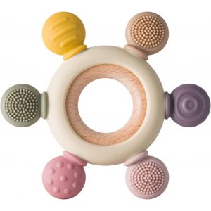 Jouets De Dentition Pour B&eacute;b&eacute; Jouets De Dentition En Silicone Sans Bpa Gouvernail En Silicone Avec Anneau En Bois Apaiser Les Gencives Des B&eacute;b&eacute;s (Kaki) - Neuf