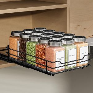 Sjzg-&Eacute;tag&egrave;re &Agrave; &Eacute;pices, Organisateur De Placard, Porte Epice Pour Rangement Placard Cuisine, Rangement Et Organisation De Cuisine, Noir P26.4*L17.2*H5.6cm - Neuf