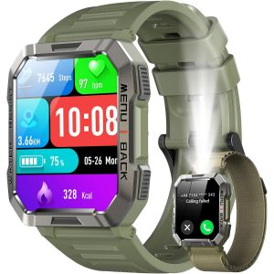 Shou-Montre Connectée Homme,Appel Bluetooth,Écran 1.39"" Tft,Moniteur Cardiofréquence/Spo2,Analyse Sommeil,100 Modes De Sport,Pour Android/Ios (Verte) - Neuf