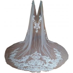Capes De Mari&eacute;e, Voiles De Mari&eacute;e En Dentelle, Appliques, &Eacute;toles De Mari&eacute;e, Capes De Mari&eacute;e Longueur Cath&eacute;drale - Neuf