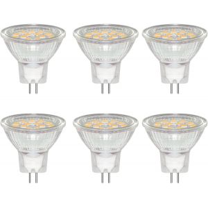 Lot De 6 Ampoule Gu4 Led 3w Spot, Blanc Chaud 3000k, &Eacute;quivalent 20w 30w Lampe Halog&egrave;ne, 300lm, Ac/Dc 12v-24v, 120&deg; Faisceaux, Non-Dimmable, Avec Verre De Protection Transparent - Neuf