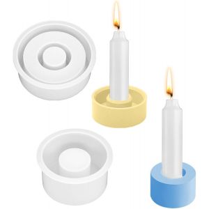Lot De 2 Moules En Silicone Pour Bougeoirs, Pour B&eacute;ton, R&eacute;sine &Eacute;poxy, Pour Bougies &Agrave; Tige Et Bougies Chauffe-Plat, D&eacute;coration De La Maison (&Eacute;troit + Large) - Neuf