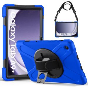Coque Antichoc pour Samsung Galaxy Tab A9 Plus 11"" 2023 (SM-X210/X216/X218), ?tui Armure Robuste avec Support Rotatif, Dragonne et Bandouli&iquest;&iquest;re R&iquest;&iquest;glable, Housse pour Samsung Tab A9+ Plus, Bleu - Neuf