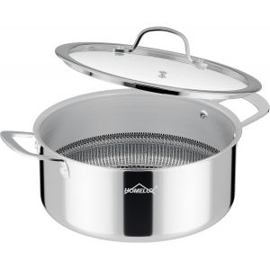 Subzonal-Casserole Induction-En Acier Inoxydable Poele Inox Induction-Casserole Inox Avec Rev&ecirc;tement En Nid D'abeille-Batterie De Cuisine Induction Avec Couvercle En Verre-Tous Types De Cuisini&egrave;res - Neuf