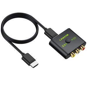 MEVRONISSHOP-Convertisseur RCA vers HDMI 1080p, conversion 16:9/4:3, adaptateur audio vid&eacute;o CVBS composite PAL/NTSC Wii/PS1/PS2/N64/Xbox - Neuf