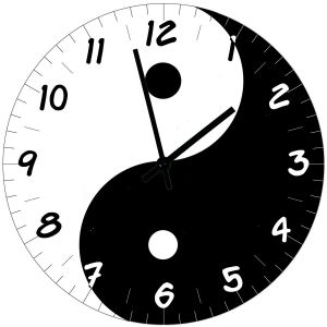 Horloge en verre yin et yang  29 cm - Neuf