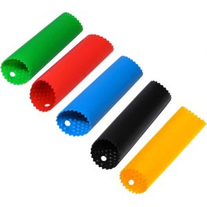 Éplucheur D'ail En Silicone,5 Pièce Rouleau De Dissolvant De Peau Rouleau D'ail Tube D'épluchage Presse-Ail Professionnel Préparation Outils De Cuisine Faciles Et Utiles Rouge Vert Orange Noir Bleu - Neuf