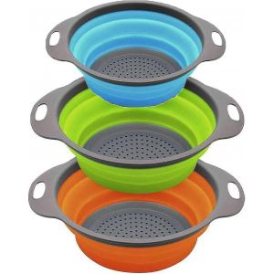 Passoire pliable de cuisine,Passoire pliable en silicone,Passoire pliable ronde 3 pièces - Neuf