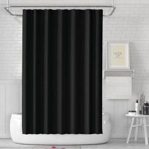 Noir 180 x 180 cm - Rideau de douche anti-moisissure - En tissu imperméable et lavable - Avec anneaux de rideau de douche - Neuf