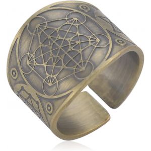 Trahoo-Bague Sceau Des 7 Archanges Bague Cube Métatron Bague Sceau De Lilith Biblique Bague Amulette Talisman Bague Géométrie Bague Cuivre Bonne Chance Protection Bijoux Religieux Pour Hommes Femmes - Neuf