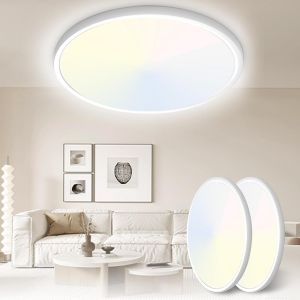 Plafonnier Led 30cm 24w 3200lm, 6000k/4000k/3000k, Ip54 &Eacute;tanche, Lampe De Plafond Ronde Moderne Pour Salle De Bain, Chambre, Salon, Cuisine, Bureau, Balcon - Neuf