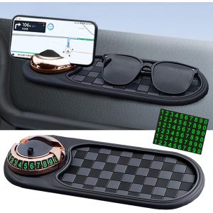 Tapis Antid&eacute;rapant Multifonction Pour Voiture,Tapis Voiture Antid&eacute;rapant Support T&eacute;l&eacute;phone Portable,Rotatif &Agrave; 360&deg; Antid&eacute;rapants Avec Num&eacute;ro De Stationnement,Pour D&eacute;coration De Voitures. - Neuf