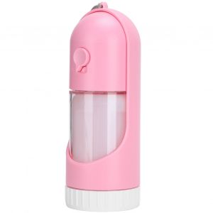 Hjlian Distributeur D'eau Et De Nourriture Pour Animaux De Compagnie, Portable Et Retractable, Pour L'exterieur, Pour Chiens Et Chats. Bouteille D'eau Et De Nourriture Retractable, Rose. - Neuf