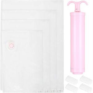lbgwp60-Lot De 4 Sacs De Rangement Sous Vide Avec Pompe À Main Pour Vêtements, Literie, Couettes, Oreillers, Emballage, Voyage, Tailles S, M, L, Jumbo - Neuf