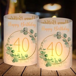 Lot de 12 photophores décoratifs de table pour 40 ans-Pour homme et femme-Motif Happy Birthday-Inscription « Schön dass du da bist »-Convient pour bougies chauffe-plat ou autres bougies - Neuf