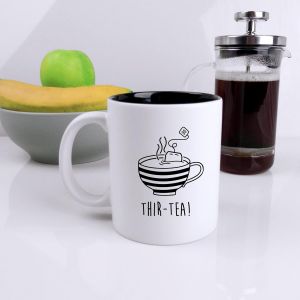 Eryi-Tasse À Café Noire Gravée ¿ Thir-Tea ¿ Tasse À Thé De 350 Ml, Cadeau D'anniversaire Pour Homme, Lui, Trentième Cadeau Pour Ami, Frère, Fils - Neuf