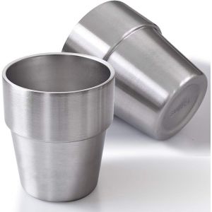 Tianyi-Lot De 2 Gobelets En Acier Inoxydable De 300 Ml - Double Paroi - Pour Barbecue, Maison, Bureau, Fête, Conduite - Neuf