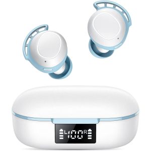 &Eacute;couteurs Bluetooth sans fil 5.3 avec 4 microphones ENC &agrave; r&eacute;duction du bruit 2024, basses profondes de 60 h, &eacute;tanches IPX8, blanc - Neuf