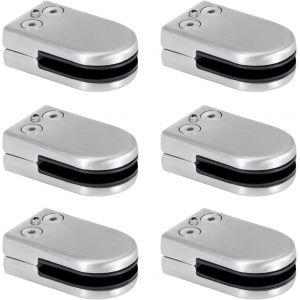 Lot de 6 pinces à verre en acier inoxydable, 10-12 mm, supports de serrage réglables, connexion à dos plat pour balustrade, escalier, main courante - Neuf