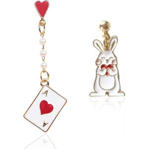 Kal-1 Paire De Boucles D'oreilles Fun, Bunny Poker Boucles D'oreilles Asymétriques, Boucles D'oreilles Hypoallergéniques, Cadeaux Pour Les Femmes Filles, Cadeaux De Pâques - Neuf