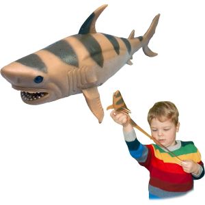 KAL-- Requin-Tigre, Jouet Extensible De Deluxebase. Répliques D'Animaux Extensibles Et Réalistes, Idéal Pour Les Enfants Anti Stress, Objet Sensoriel, Autisme, Tdah, Anxiété Relaxant, Squishy - Neuf