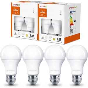 Kalanka-Ampoules Led E27 A60 3.4 W (&Eacute;quivalent 40w), Blanc Chaud (3000 K), 470 Lumens Ampoule Led Classique &Agrave; &Eacute;conomie D'&eacute;nergie, Id&eacute;ales Pour Le Salon, La Chambre &Agrave; Coucher, Non Dimmable, Lot De 4 - Neuf