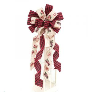 Rouge &Agrave; Carreaux En Toile De Jute D&eacute;coration D'arbre De No&euml;l, Grand Arc, D&eacute;coration D'arbre De No&euml;l Pour L'int&eacute;rieur Ou L'ext&eacute;rieur - Neuf