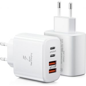 Thef-2pack Chargeur Usb C, 40w 4-Port Usb Multiple Bloc Chargeur Rapide Multiple Secteur Pd+Qc 3.1a Type C Adaptateur Pour Iphone 16 15 14 13 12 Pro Max Samsung S24 Ultra S23 S22 Ipad Xiaomi Huawei G - Neuf