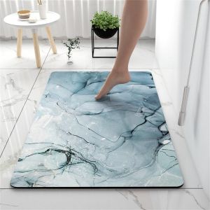 Kal-Tapis De Bain Antidérapant Moderne Motif Marbre Tapis Salle De Bain Diatomite Absorbant, Tapis Douche Séchage Rapide, Microfibre Tapis Vaisselle Tapis D'entré (50x80cm,Vert Clair) - Neuf