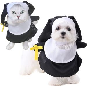 Pour Animaux De Compagnie Costume,Drôle Nun Costume Avec Un Chapeau,Chien Mignon Chat Costume De Vêtements Pour Halloween Vacances De Noël Cosplay Chemises De La Robe - Neuf