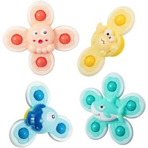 Spinner Pour B&eacute;b&eacute; Avec Ventouse 4 Pi&egrave;ces Jouet Tournant Pour Baignoire Ventouse Spinner Jouet Animaux Mignon Spinner Bebe Ventouse Pour Chaise Haute Pour Tout-Petit Enfants Filles Gar&ccedil;ons - Neuf