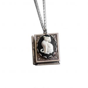 Chat Blanc Pendentif Chokers Cat Book Pendentif Colliers Alloy Cat Book Colliers - Neuf
