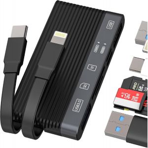 THEF-Lecteur de carte USB C Lightning vers SD (6 en2) USB OTG 3.0 Adaptateur Micro SD TF Card Reader pour iPhone16 15 14 pour iPad Type C Chargeur Câble pour Apple Appareil Photo Memory Android Compa - Neuf