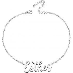 Eryi-Bracelet Pour Femme Avec Prénom En Acier Inoxydable - Pendentif Prénom Personnalisé Argenté Pour Femme - Cadeaux Personnalisés Pour Femme, Mère, Fille, Meilleure Amie - Neuf