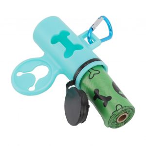 Distributeur De Sacs &Agrave; Crottes De Chien Porte-Sac &Agrave; D&eacute;chets Pour Animaux Portable D&eacute;gradable Mains Libres Avec Crochet Et Porte-Cl&eacute;s En M&eacute;tal Bo&icirc;te &Agrave; Ordures Bleu Clair Et 1 Rouleau D'ordures - Neuf