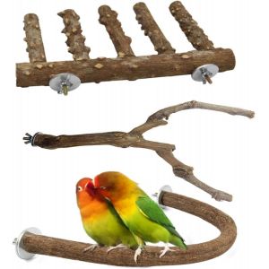 Chenquansarl-Lot De 3 Perchoirs Naturels Pour O Aux - Bâton De Raisin Sauvage - Fourchette À Meuler Les Pattes - Pour Perruches Grimpantes - Jouet À Mâcher En Forme De U - Accessoires Pour Petits Per - Neuf