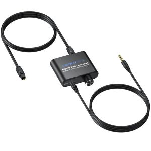 Convertisseur Dac Optique Toslink Vers 3.5Mm Avec Volume R&eacute;glable Spdif Vers Analogique 192Khz/24Bit Adaptateur Audio Haute Qualit&eacute; Pour Tv,Home Cin&eacute;ma,Ps5 Amplificateur Int&eacute;gr&eacute;[Z2387] - Neuf