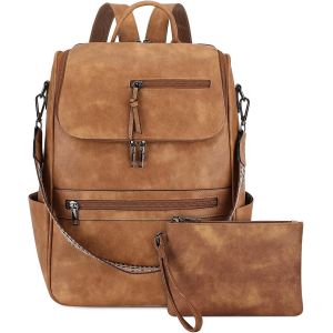 Sac &agrave; Dos en Cuir PU pour femme,Antivol 2 Pi&egrave;ces Backpack Cartable,Sac Dos &Eacute;l&eacute;gant Adapt&eacute; &agrave; Voyage,travail Loisir et Coll&egrave;ge.[T161] - Neuf