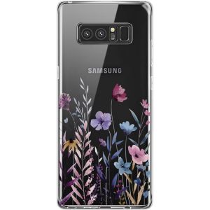 TRAHOO-Antichoc Coque pour Samsung Galaxy Note 8,Housse &Eacute;tui en Transparent TPU avec Motif de Fleurs Peintes,Ultra Mince Silicone Phone Protection Case Cover-4 - Neuf