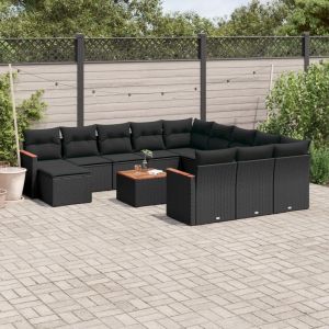 Prolenta Premium - Salon De Jardin Avec Coussins 13 Pcs Noir R&eacute;sine Tress&eacute;e - Neuf