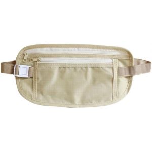 SJZG-Pochette Ceinture De Voyage S&eacute;curis&eacute;e Avec Protection Rfid - Sac Banane Plat Sous Les V&ecirc;tements - Sac Banane Antivol Cach&eacute; - Poche Poitrine - R&eacute;glable Pour Hommes Et Femmes - 1 Pi&egrave;ce - Neuf