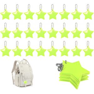 Acdsgd-R&eacute;flecteurs Lumineux, Lot De 24 Porte-Cl&eacute;s &Eacute;toile Haute Visibilit&eacute; Pour Sac &Agrave; Dos, Cartable, V&ecirc;tements Et Fermeture &Eacute;clair, Pendentifs R&eacute;fl&eacute;chissants Nuit Pour Marche, Course, V&eacute;lo Et D&eacute;placements Quo - Neuf