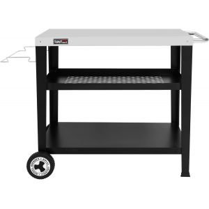 Ulteronixshop-Royal Gourmet 3 &Eacute;tag&egrave;res Desserte Pour Plancha, Chariot Pour Barbecue Avec Plan De Travail En Acier Inoxydable Et Support De Sac &Agrave; Ordures D&eacute;tachable, Dessus De Table 85 X 50 Cm - Neuf