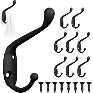 KALANKA-8 R&eacute;tro Crochet de Manteau M&eacute;tal, Noir Crochets &agrave; V&ecirc;tements Vintage, Crochet de Manteau R&eacute;tro, Crochets Doubles Porte Manteau avec Vis pour la maison pour Mural Salle de Bain Cuisine Cuisine - Neuf
