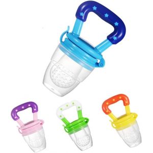 Sucette Fruit Pour Bebe,4 Pcs Tétine Grignoteuse Fruit Dentition Factice Fruits Frais Sucette Infantile Silicone Sucette Grignoteuse Pour Bébé Complément Alimentaire Dispositif Alimentation S M L - Neuf