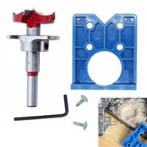 Guide de per&ccedil;age &agrave; charni&egrave;re de 35 mm pour porte - Trou cach&eacute; - Kit d'outils de positionnement pour le travail du bois - Outils de bricolage - Armoire de cuisine, armoire, fen&ecirc;tre, meubles en bois - Neuf