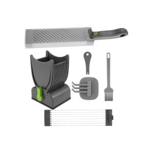 Trancheuse &agrave; viande manuelle avec lame en acier inoxydable pour b?uf, porc et mouton - Grise - Neuf